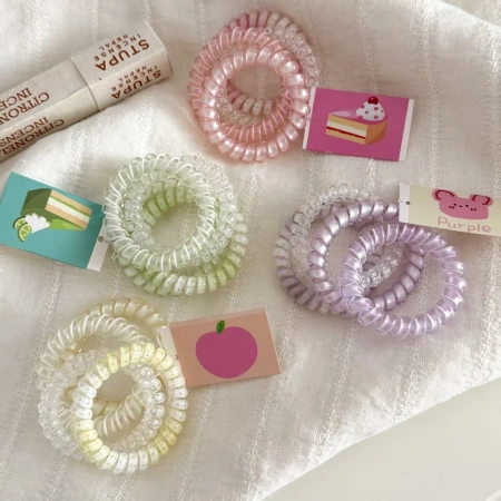 Summer, fresh and colorful telephone line hair tie, hair band, ponytail, high elasticity hair band that won't damage hair, rubber band headwear Summer, fresh and colorful telephone line hair tie, hair band, ponytail, high elasticity hair band that won't damage hair, rubber band headwear